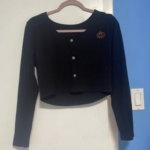 Ribbed Black Halloween Crop Top